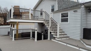 Composite Decking And Railing With Step And Rail Lighting